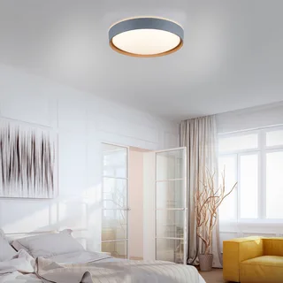 Paul Neuhaus Q-EMILIA LED plafondlamp, grijs/hout van Q-Smart-Home in Grijs, Licht hout, Wit – productfoto 2 van 5