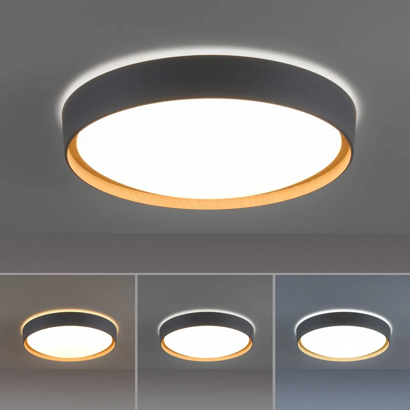 Paul Neuhaus Q-EMILIA LED plafondlamp, grijs/hout van Q-Smart-Home in Grijs, Licht hout, Wit – productfoto 5 van 5