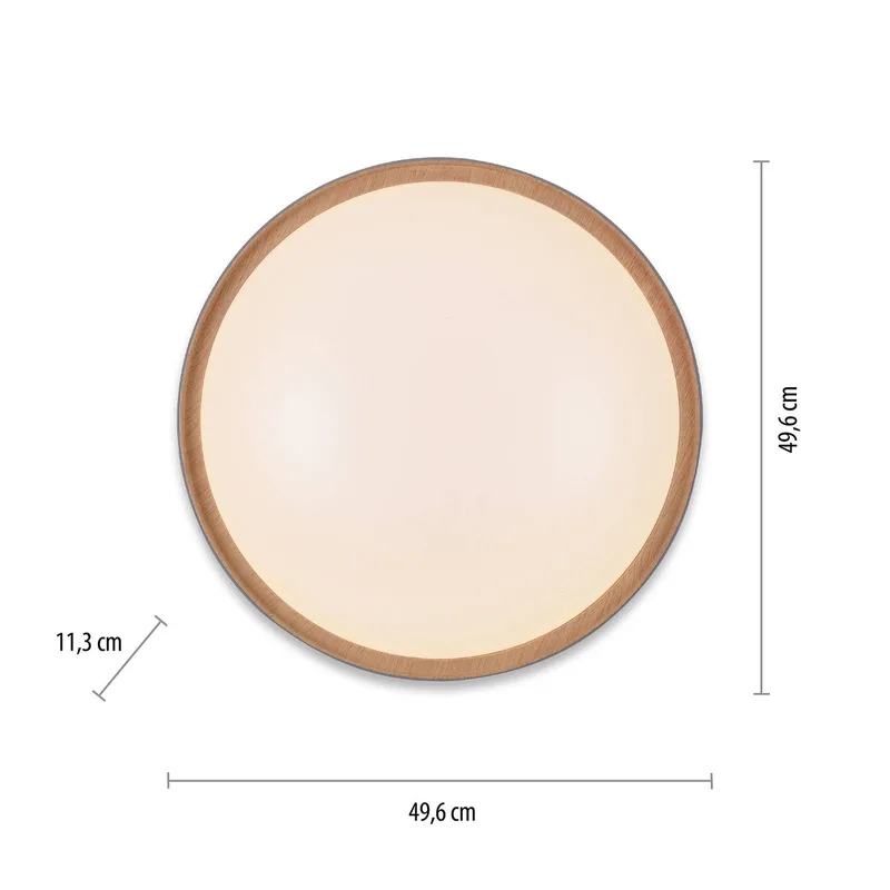 Paul Neuhaus Q-EMILIA LED plafondlamp, grijs/hout van Q-Smart-Home in Grijs, Licht hout, Wit – productfoto 4 van 5