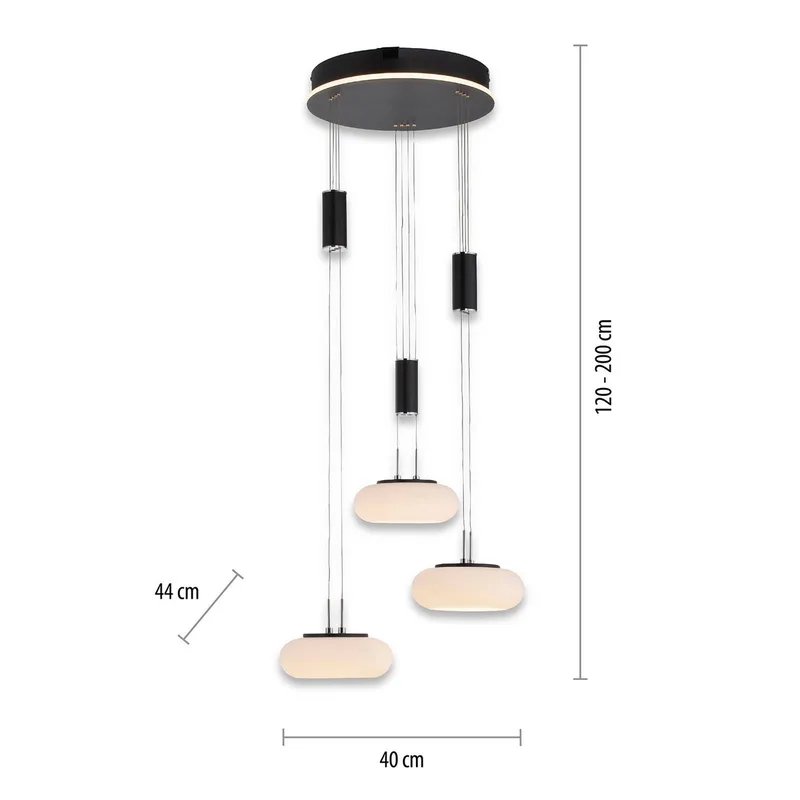 Paul Neuhaus Q-ETIENNE hanglamp rondel, zwart van Q-Smart-Home in Zwart, Wit – productfoto 3 van 5