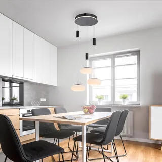 Paul Neuhaus Q-ETIENNE hanglamp rondel, zwart van Q-Smart-Home in Zwart, Wit – productfoto 2 van 5