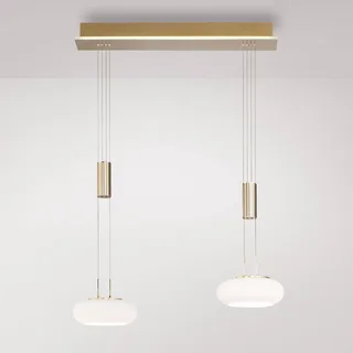 Paul Neuhaus Q-ETIENNE LED-hänglampa 2 lampor från Q-Smart-Home i Mat messing, Vit – produktbild 1 av 5