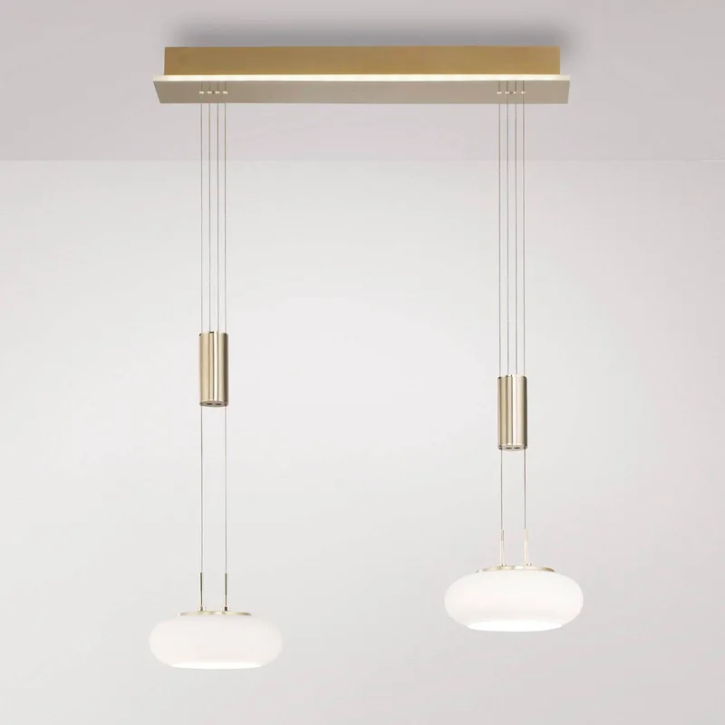 Paul Neuhaus Q-ETIENNE LED-hänglampa 2 lampor från Q-Smart-Home i Mat messing, Vit – produktbild 1 av 5