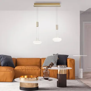 Paul Neuhaus Q-ETIENNE LED-hänglampa 2 lampor från Q-Smart-Home i Mat messing, Vit – produktbild 2 av 5