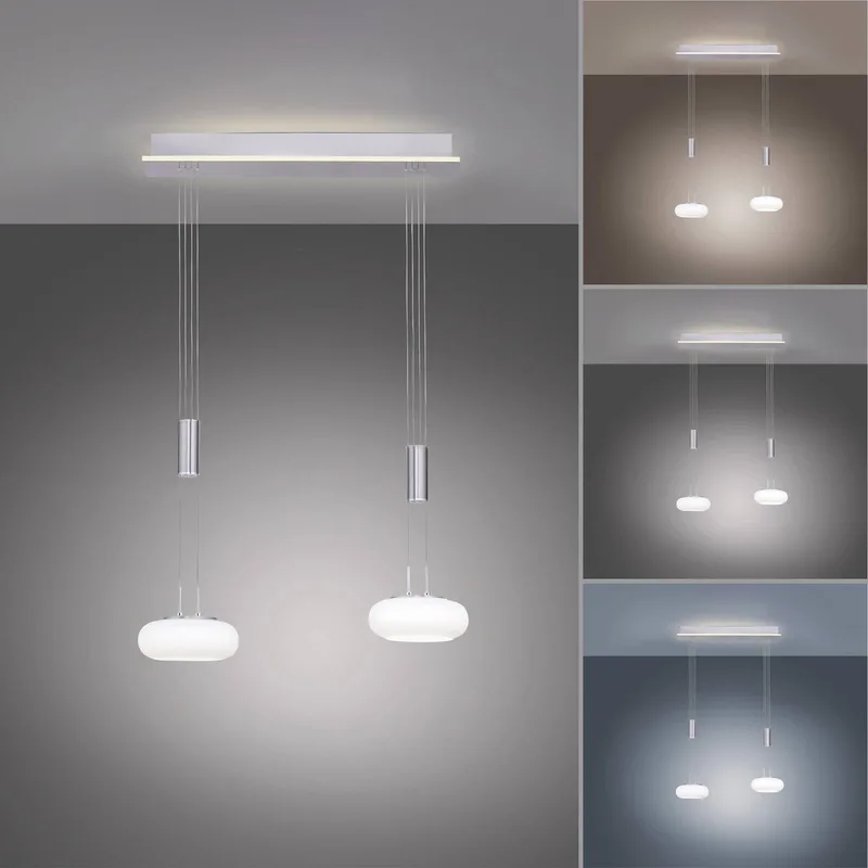 Paul Neuhaus Q-ETIENNE LED hanglamp, 2-lamps van Q-Smart-Home in Zilver, Wit – productfoto 3 van 5