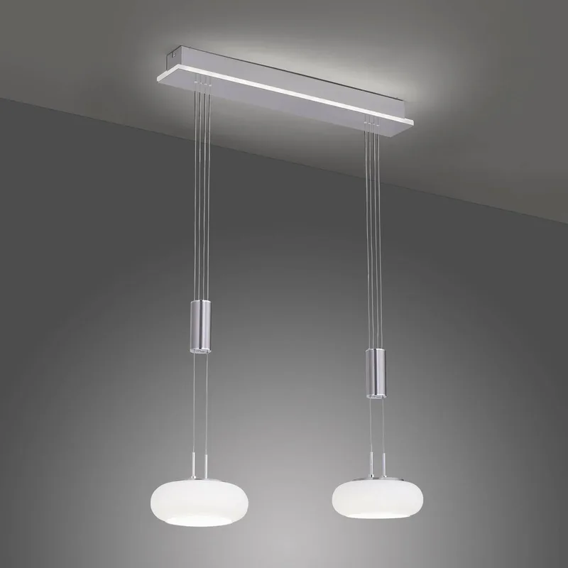 Paul Neuhaus Q-ETIENNE LED hanglamp, 2-lamps van Q-Smart-Home in Zilver, Wit – productfoto 1 van 5