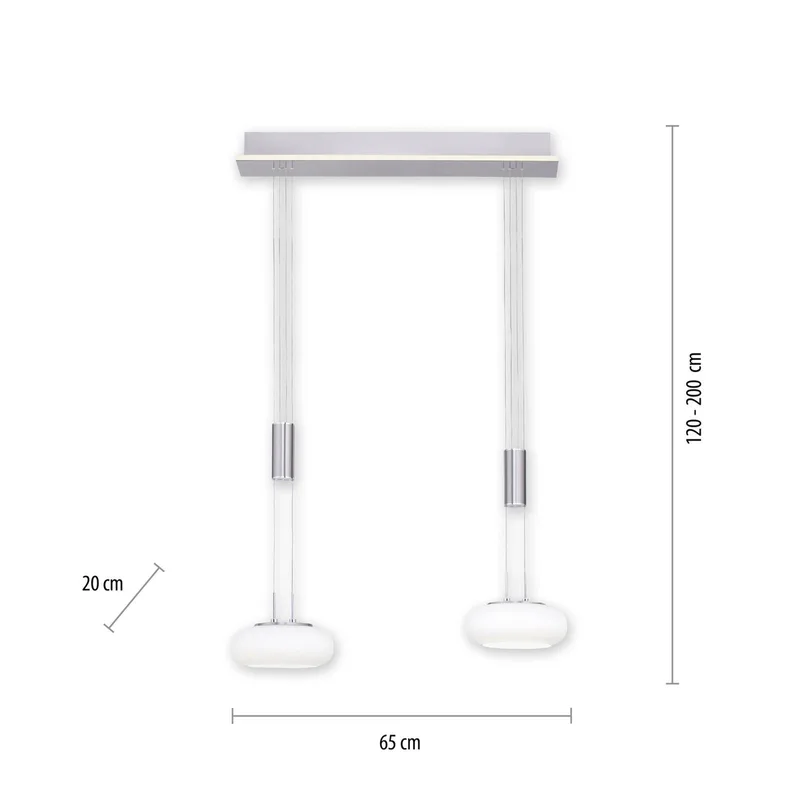 Paul Neuhaus Q-ETIENNE LED hanglamp, 2-lamps van Q-Smart-Home in Zilver, Wit – productfoto 2 van 5