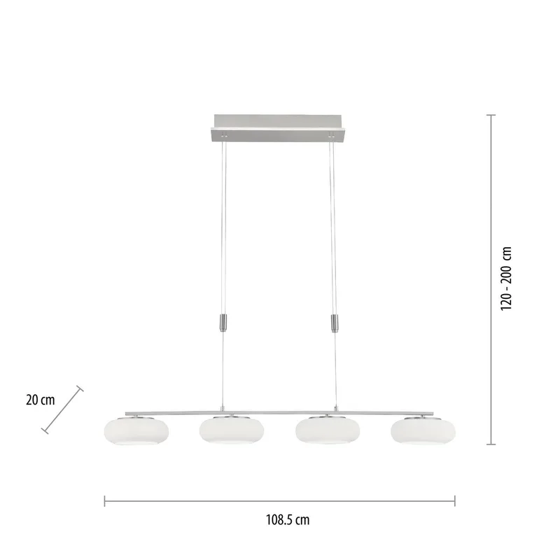 Paul Neuhaus Q-ETIENNE LED-hänglampa 4 lampor från Q-Smart-Home i Silver, Vit – produktbild 3 av 5