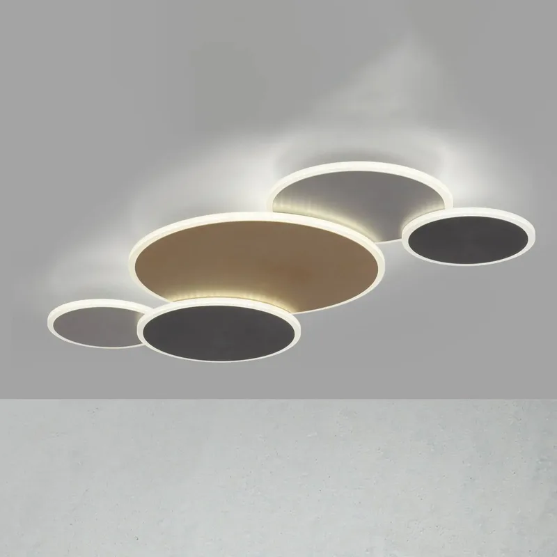 Paul Neuhaus Q-Piato LED plafondlamp 5-lamps von Q-Smart-Home in Messing, Anthrazit, Grau – Produktfoto 1 von 5