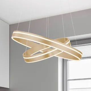 Paul Neuhaus Q-VITO LED hanglamp, 2 ringen van Q-Smart-Home in Mat messing, Wit – productfoto 1 van 5