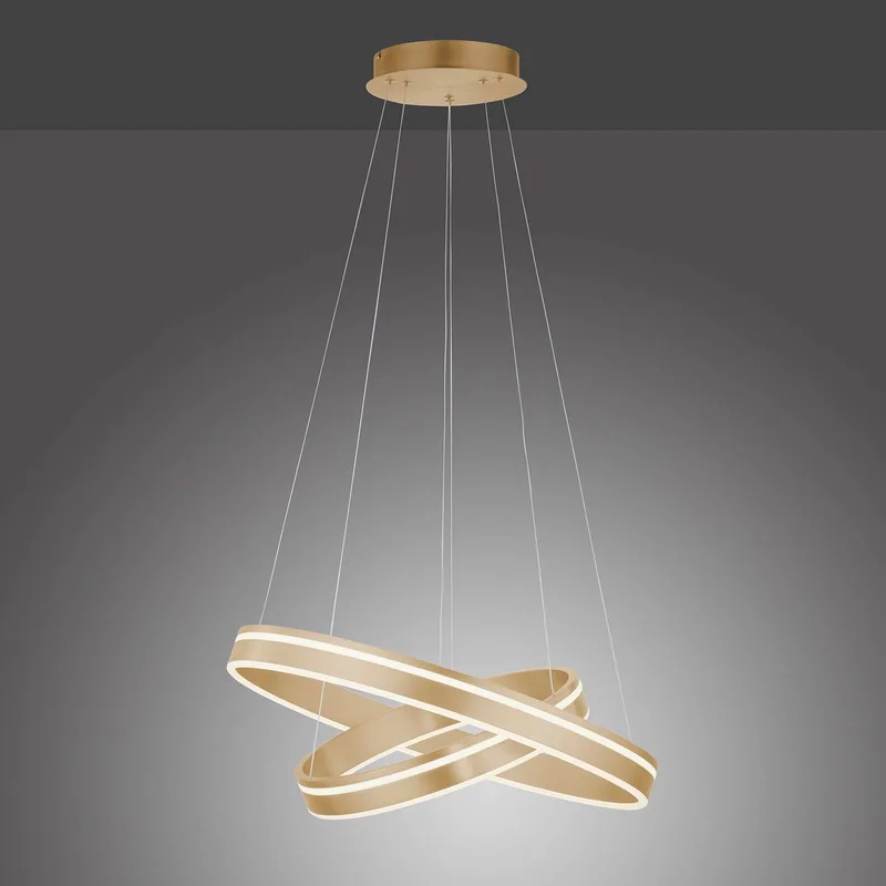 Paul Neuhaus Q-VITO LED hanglamp, 2 ringen van Q-Smart-Home in Mat messing, Wit – productfoto 4 van 5