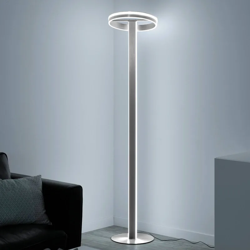 Paul Neuhaus Q-Vito LED vloerlamp, recht met ring de Q-Smart-Home en Gesatineerd aluminium – photo produit 1 sur 5