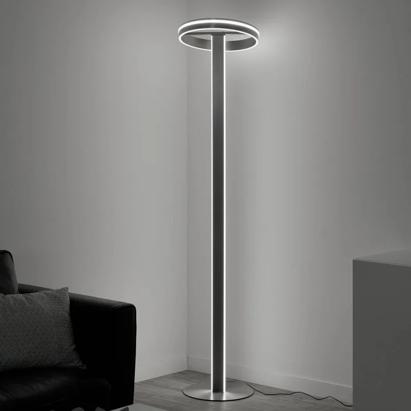 Paul Neuhaus Q-Vito LED vloerlamp, recht met ring de Q-Smart-Home en Gesatineerd aluminium – photo produit 2 sur 5
