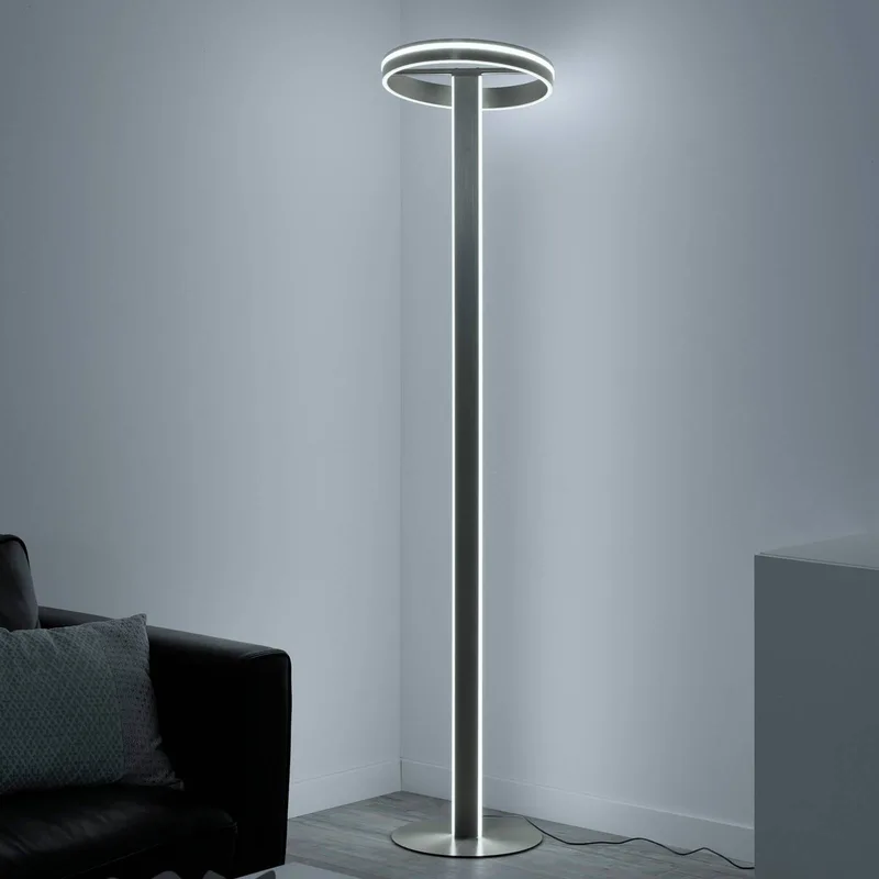 Paul Neuhaus Q-Vito LED vloerlamp, recht met ring de Q-Smart-Home en Gesatineerd aluminium – photo produit 3 sur 5