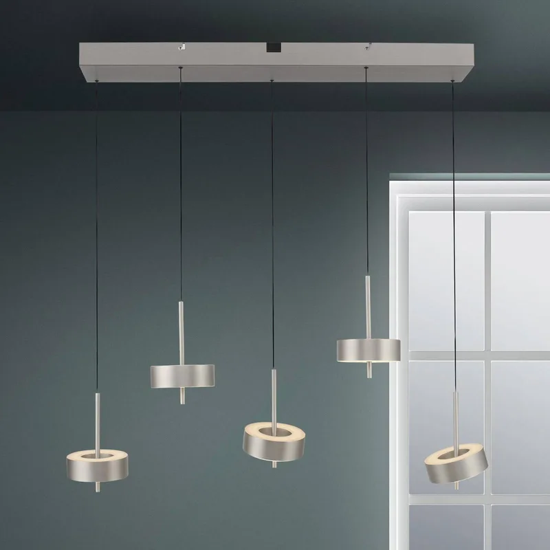 Paul Neuhaus SMART+ hanglamp Q-Rotate, 5-lamps. van Q-Smart-Home in Aluminium – productfoto 1 van 5