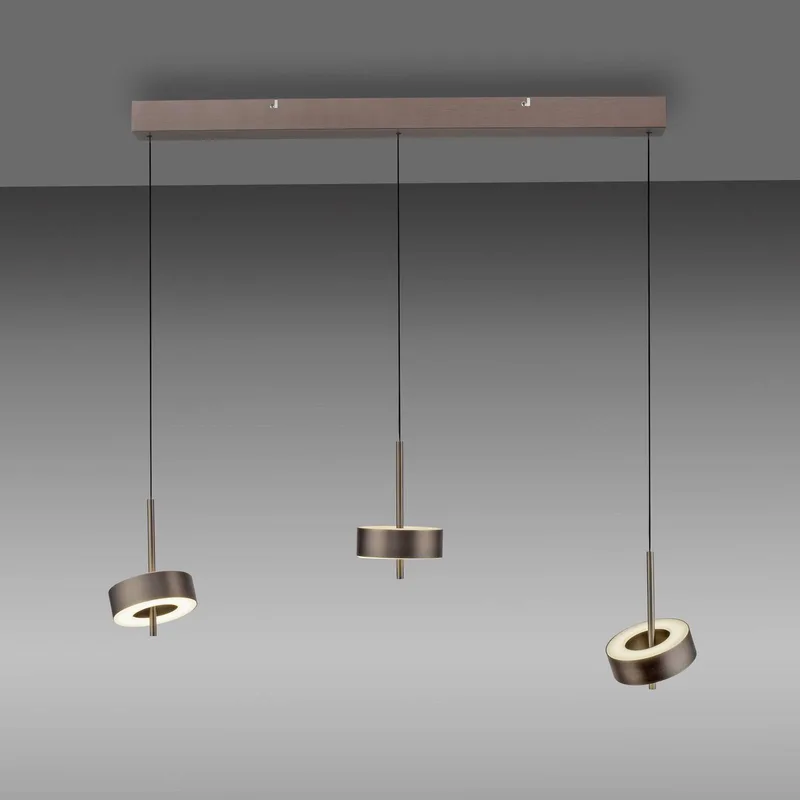 Paul Neuhaus SMART+ hanglamp Q-Rotate donkerbruin 3-lamps van Q-Smart-Home in Donkerbruin metallic – productfoto 3 van 5