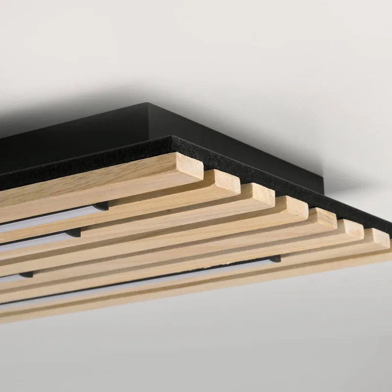 Paul Neuhaus Loftlampe Q-Acoustic træ 115 x 31 cm fra Q-Smart-Home i Licht hout, Sort – produktbillede 5 af 5