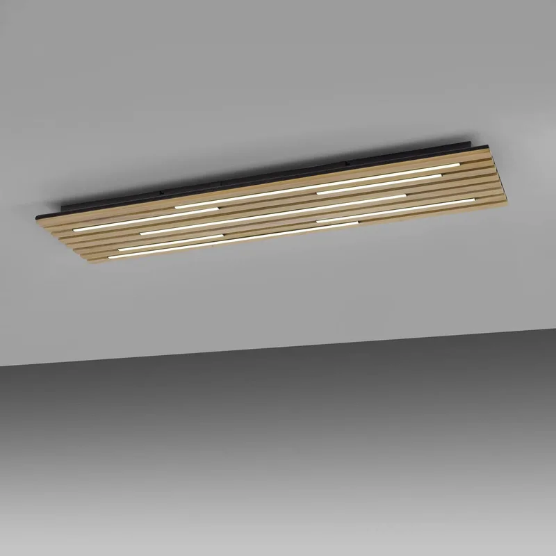 Paul Neuhaus Loftlampe Q-Acoustic træ 115 x 31 cm fra Q-Smart-Home i Licht hout, Sort – produktbillede 3 af 5