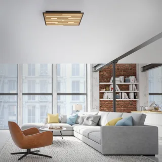 Paul Neuhaus SMART+ plafondlamp Q-Acoustic hout 62 x 62 cm von Q-Smart-Home in Licht hout, Schwarz – Produktfoto 2 von 5