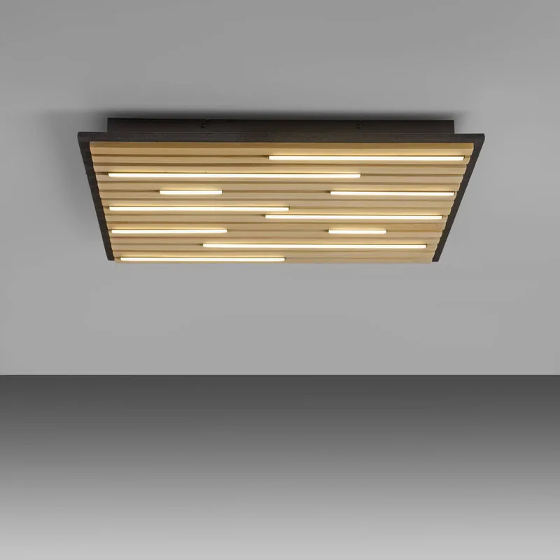 Paul Neuhaus SMART+ plafondlamp Q-Acoustic hout 62 x 62 cm von Q-Smart-Home in Licht hout, Schwarz – Produktfoto 3 von 5