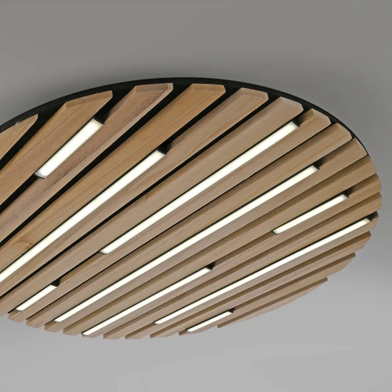 Paul Neuhaus Loftlampe Q-Acoustic, træ Ø 60 cm fra Q-Smart-Home i Licht hout, Sort – produktbillede 5 af 5