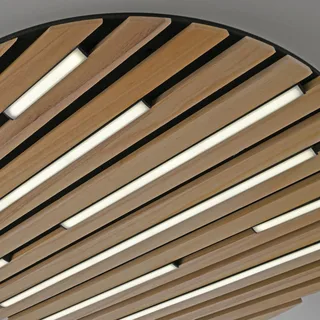 Paul Neuhaus Loftlampe Q-Acoustic, træ Ø 60 cm fra Q-Smart-Home i Licht hout, Sort – produktbillede 4 af 5