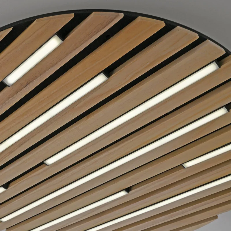 Paul Neuhaus Loftlampe Q-Acoustic, træ Ø 60 cm fra Q-Smart-Home i Licht hout, Sort – produktbillede 4 af 5