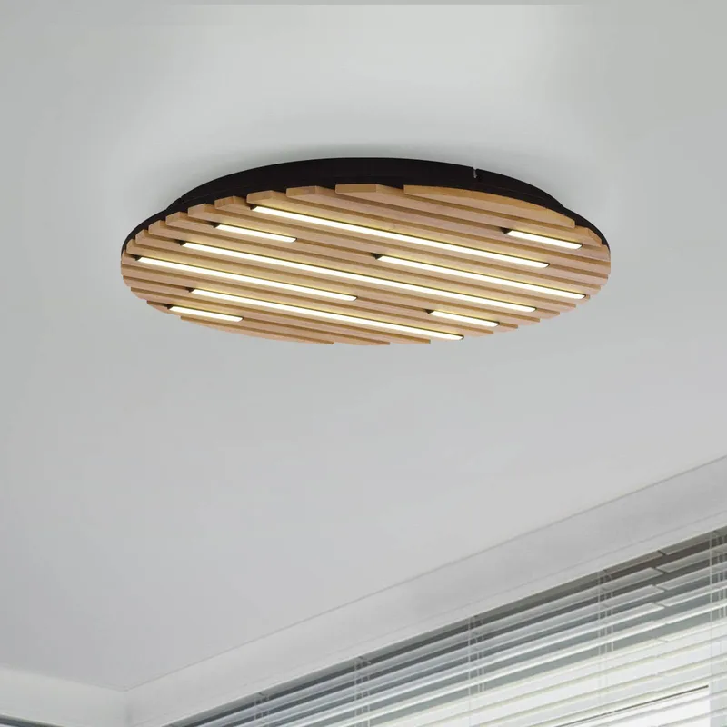 Paul Neuhaus Loftlampe Q-Acoustic, træ Ø 60 cm fra Q-Smart-Home i Licht hout, Sort – produktbillede 1 af 5