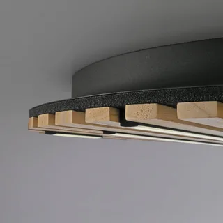 Paul Neuhaus Loftlampe Q-Acoustic, træ Ø 60 cm fra Q-Smart-Home i Licht hout, Sort – produktbillede 3 af 5