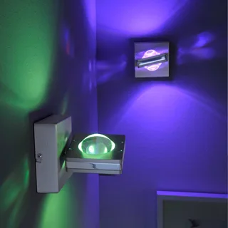 Styrbar LED-vägglampa Fisheye med fjärrkontroll från Q-Smart-Home i Zilvergrijs, Krom, Transparent – produktbild 3 av 5