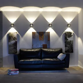 Styrbar LED-vägglampa Fisheye med fjärrkontroll från Q-Smart-Home i Zilvergrijs, Krom, Transparent – produktbild 5 av 5