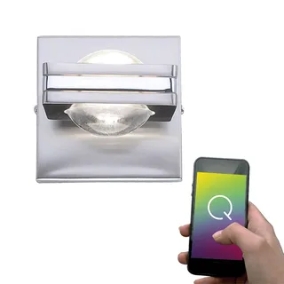 Styrbar LED-vägglampa Fisheye med fjärrkontroll från Q-Smart-Home i Zilvergrijs, Krom, Transparent – produktbild 4 av 5