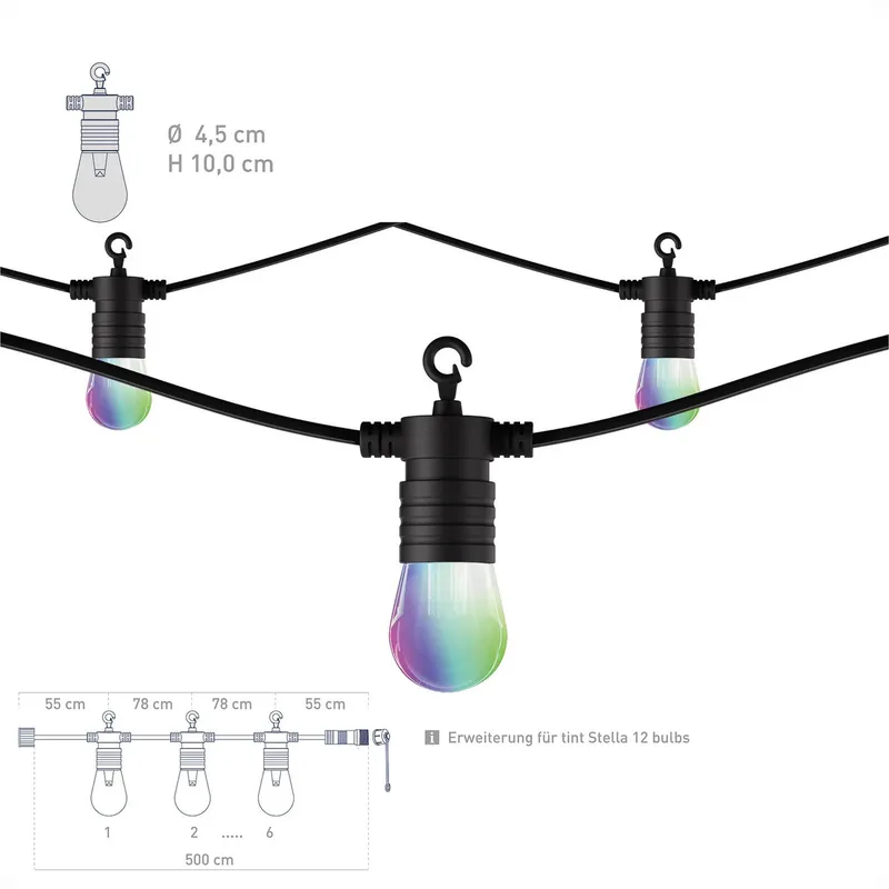 Stella Extension tint LED-lyskæde, forlænger fra tint i Sort – produktbillede 1 af 4