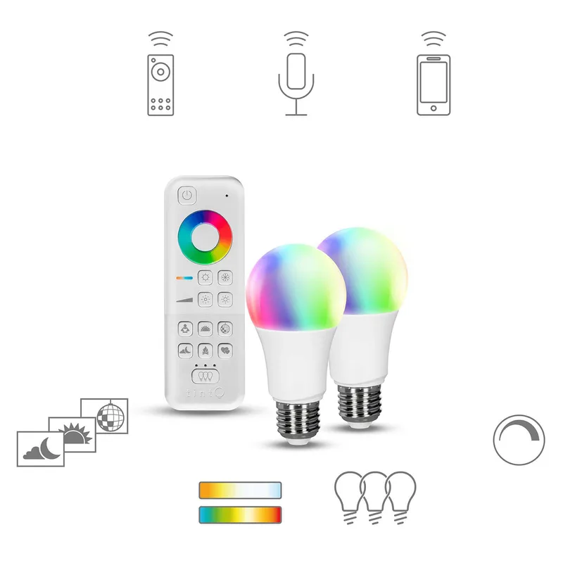 white+color set 2xE27+besturing de tint – photo produit 1 sur 5