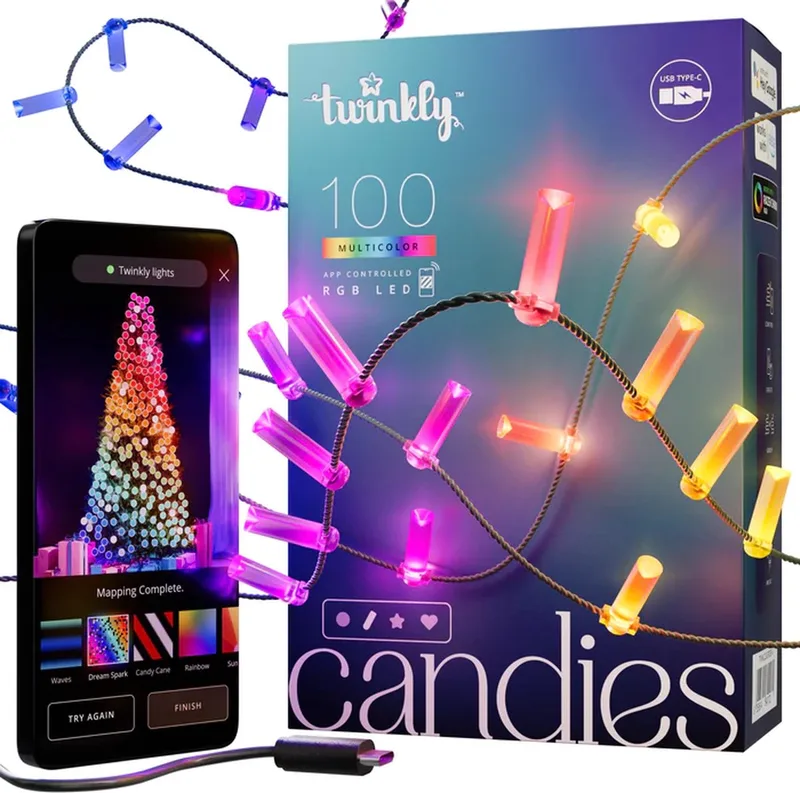 Candies Lichtsnoer - Kaars - Verlichtingsdecoratie - 100 RGB LED’s - 6 meter - Groene draad by Twinkly – product photo