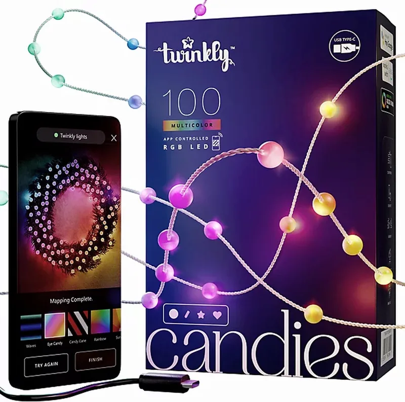 Candies Lichtsnoer - Pearl - RGB - Verlichtingsdecoratie - 100 RGB LED’s - 6 meter - Transparant de Twinkly – photo produit