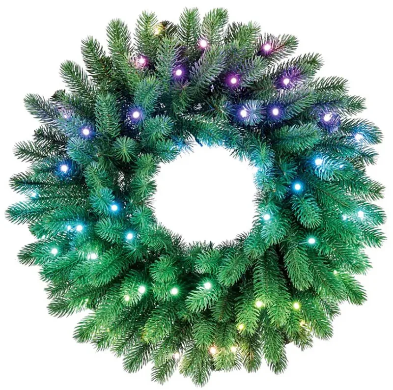 Pre-lit Wreath Kerstkrans - 50 LED RGB - 60 cm diameter - App-gestuurd - Binnen - Groen snoer by Twinkly – product photo