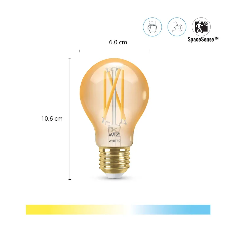 A60 LED lamp Wi-Fi E27 7W amber CCT van WiZ – productfoto 2 van 5