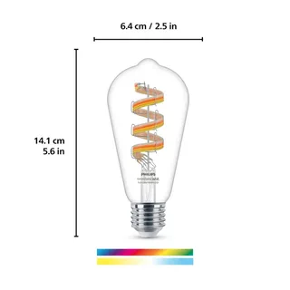 ST64 LED filament lamp WiFi E27 6,3W RGBW van WiZ – productfoto 1 van 5