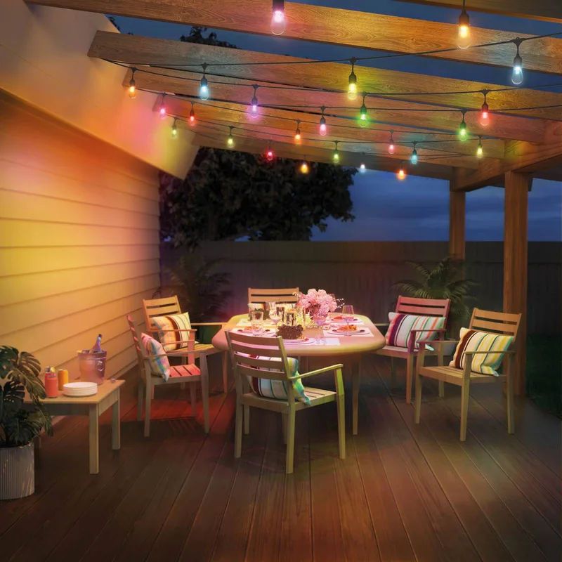 String Lights LED lichtketting voor buiten, 14,8 m, CCT, RGB van WiZ in Zwart – productfoto 4 van 5