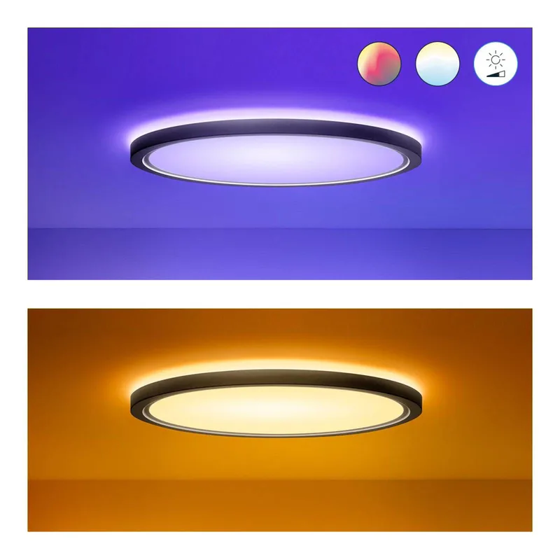 SuperSlim LED plafondlamp RGBW Ø42cm van WiZ in Zwart – productfoto 4 van 5